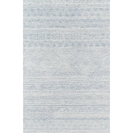 MOMENI 5 x 8 ft. Mallorca-1 Hand Hooked Rectangle Area Rug Light Blue MALLOMRC-1LBL5080